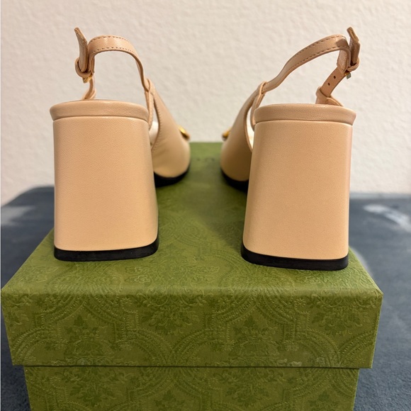 New Gucci Women’s Mid-heel Slingback with Horsebit Skin Rose Size 34.5 US 4.5 - Picture 5 of 8